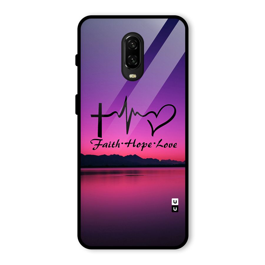 Faith Hope Love Evening Sky Glass Back Case for OnePlus 6T