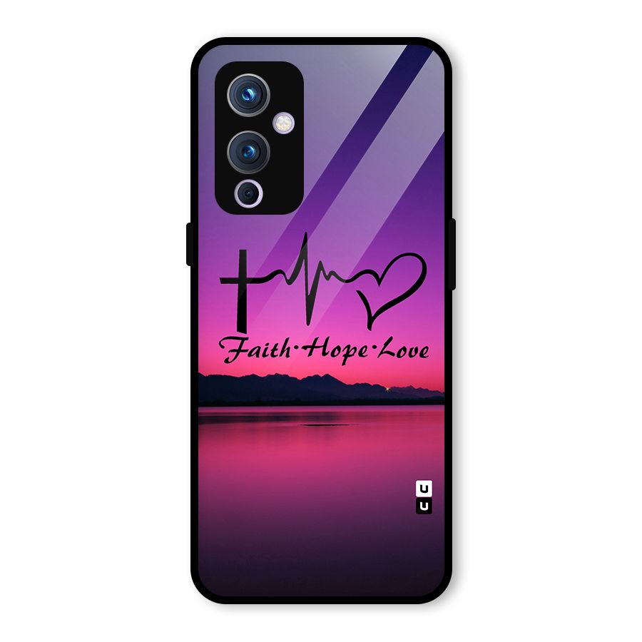 Faith Hope Love Evening Sky Glass Back Case for OnePlus 9
