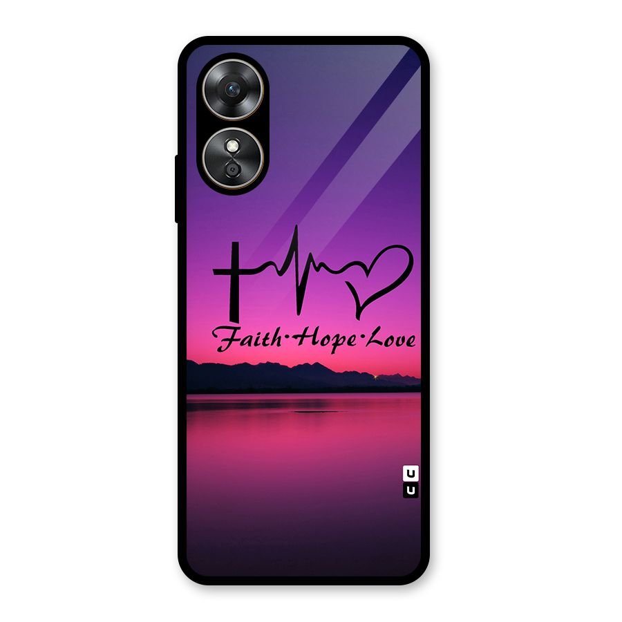 Faith Hope Love Evening Sky Glass Back Case for Oppo A17