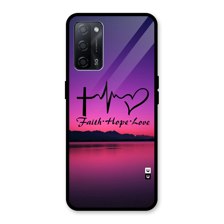 Faith Hope Love Evening Sky Glass Back Case for Oppo A53s 5G