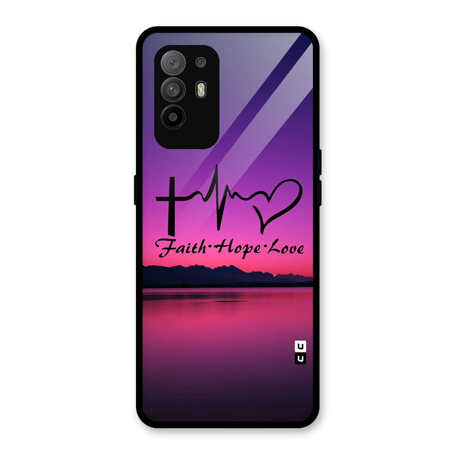 Faith Hope Love Evening Sky Glass Back Case for Oppo F19 Pro Plus 5G