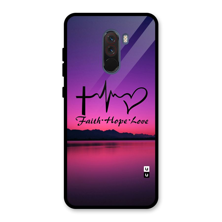 Faith Hope Love Evening Sky Glass Back Case for Poco F1