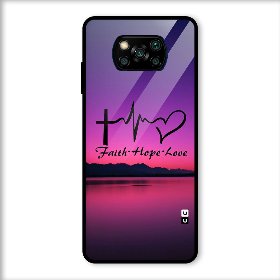 Faith Hope Love Evening Sky Glass Back Case for Poco X3