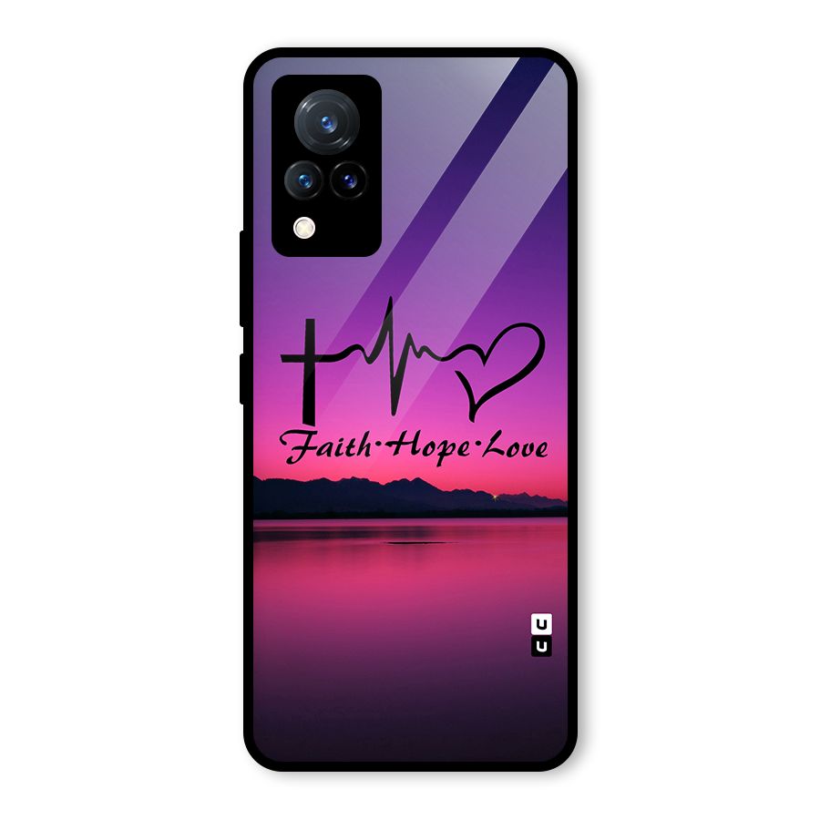 Faith Hope Love Evening Sky Glass Back Case for Vivo V21 5G