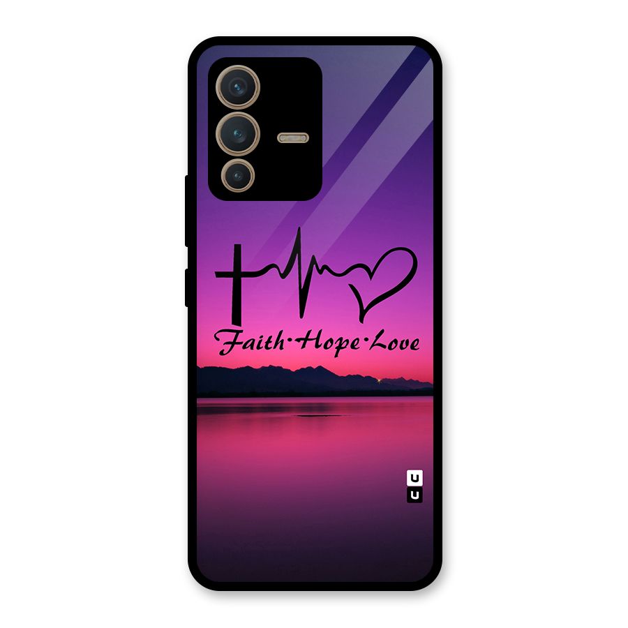 Faith Hope Love Evening Sky Glass Back Case for Vivo V23 5G