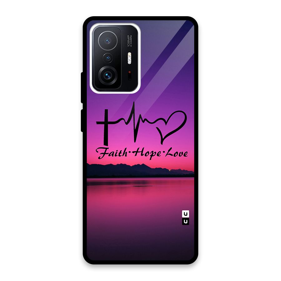 Faith Hope Love Evening Sky Glass Back Case for Xiaomi 11T Pro