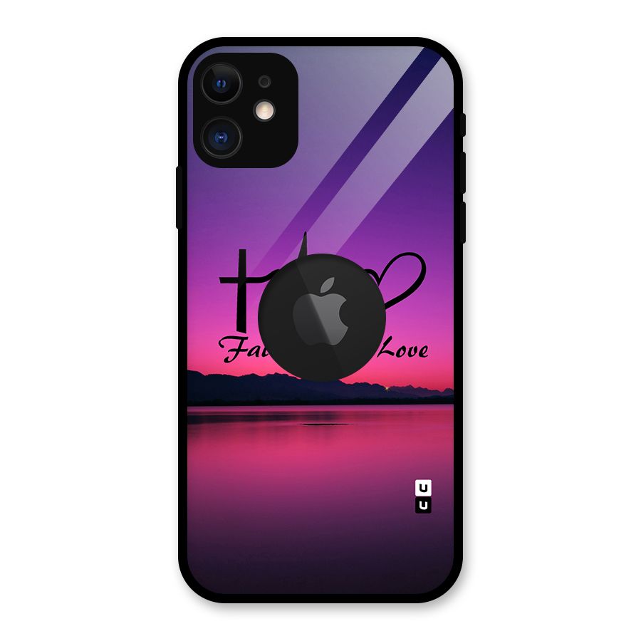 Faith Hope Love Evening Sky Glass Back Case for iPhone 11 Logo Cut