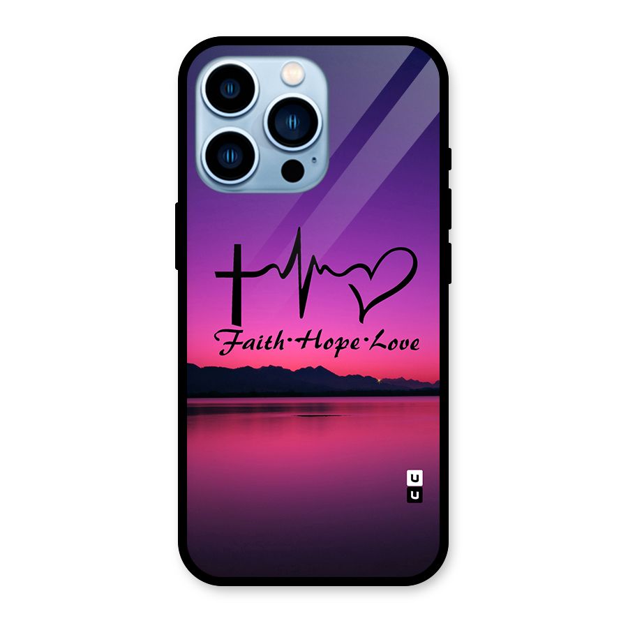Faith Hope Love Evening Sky Glass Back Case for iPhone 13 Pro