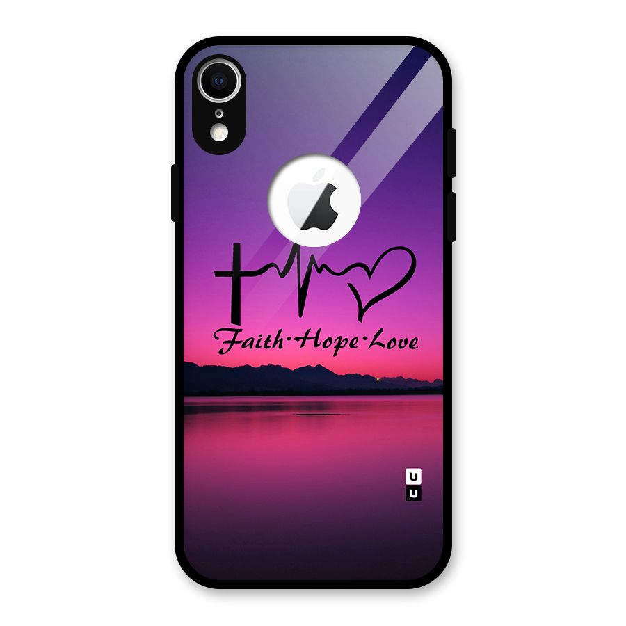Faith Hope Love Evening Sky Glass Back Case for iPhone XR Logo Cut