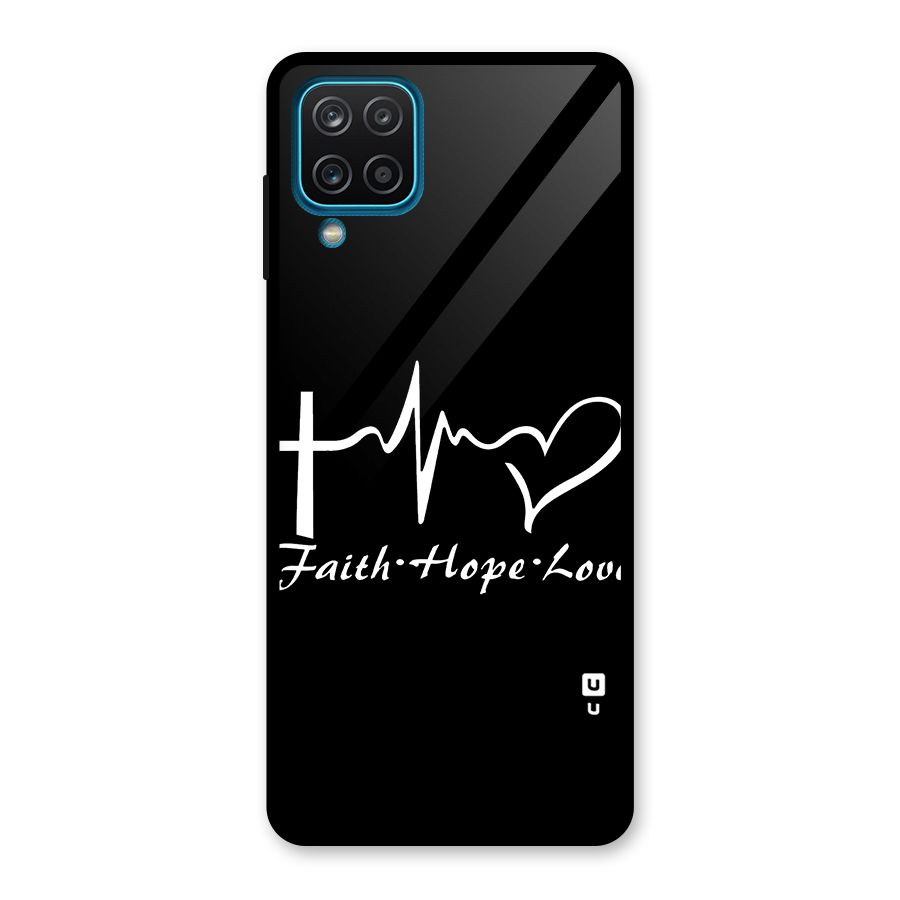 Faith Hope Love Heart Sign Glass Back Case for Galaxy A12