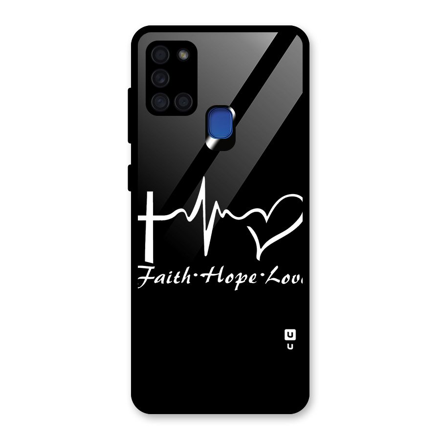 Faith Hope Love Heart Sign Glass Back Case for Galaxy A21s