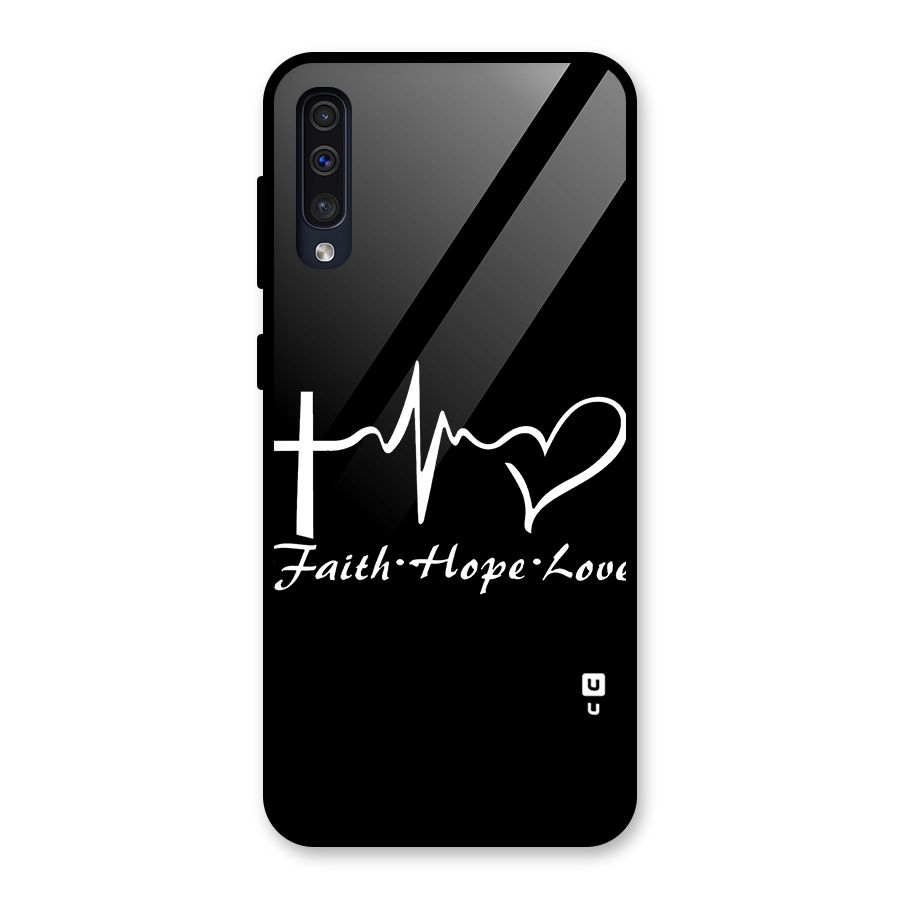Faith Hope Love Heart Sign Glass Back Case for Galaxy A30s