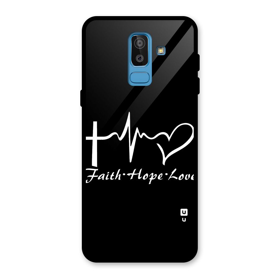 Faith Hope Love Heart Sign Glass Back Case for Galaxy J8