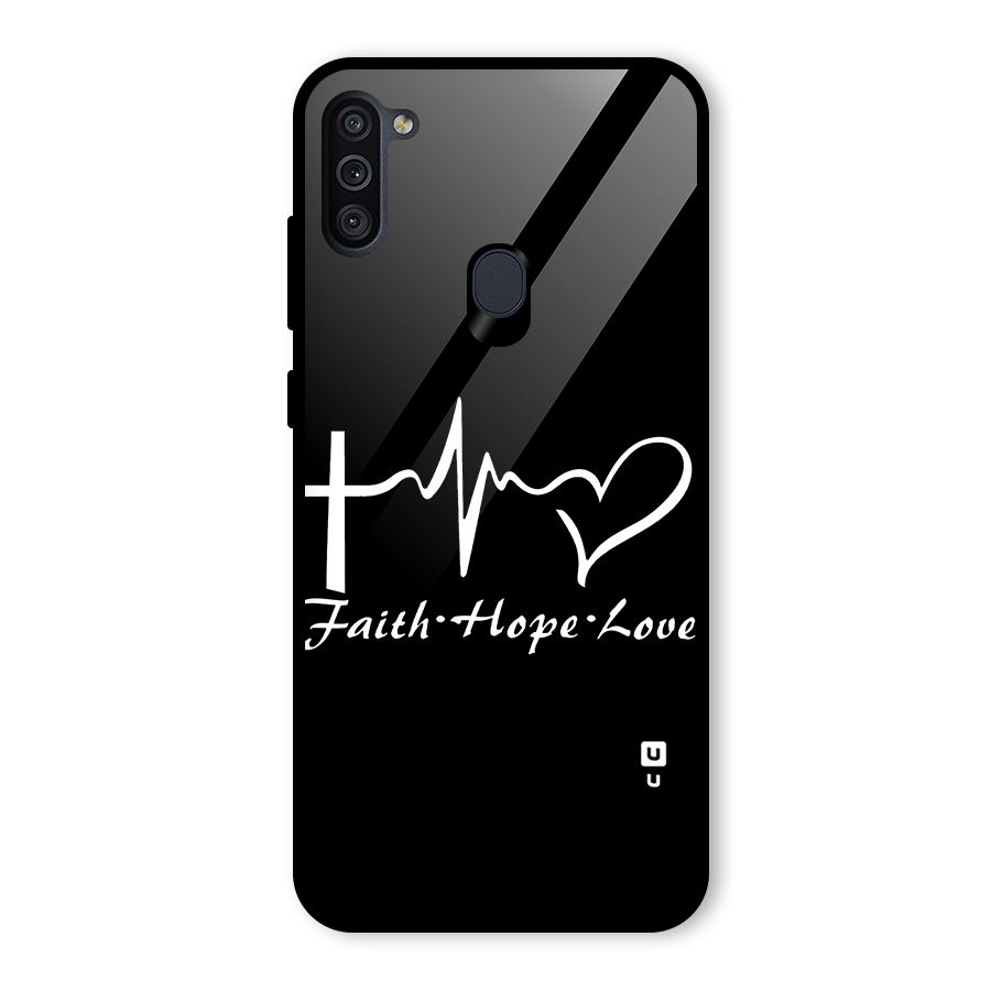 Faith Hope Love Heart Sign Glass Back Case for Galaxy M11