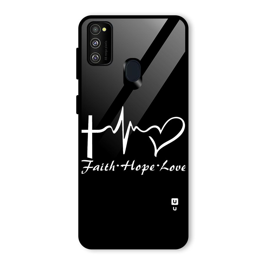Faith Hope Love Heart Sign Glass Back Case for Galaxy M21