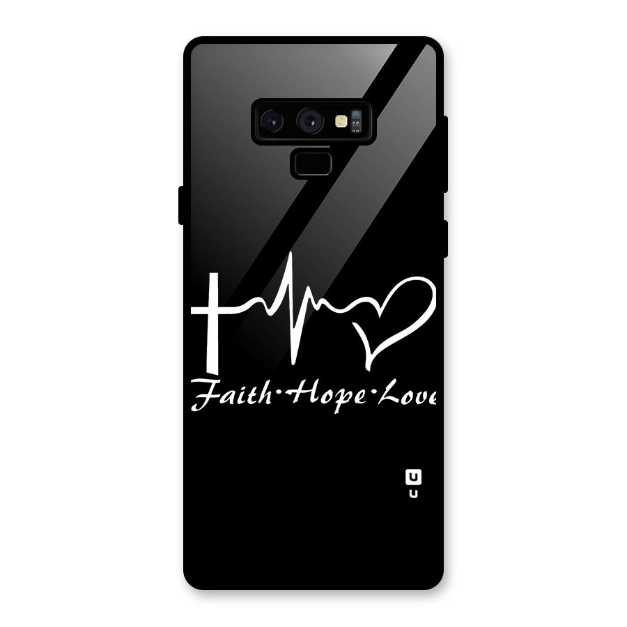 Faith Hope Love Heart Sign Glass Back Case for Galaxy Note 9