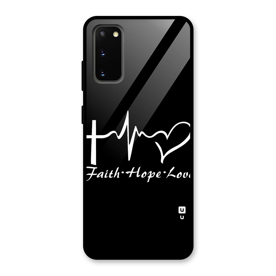Faith Hope Love Heart Sign Glass Back Case for Galaxy S20