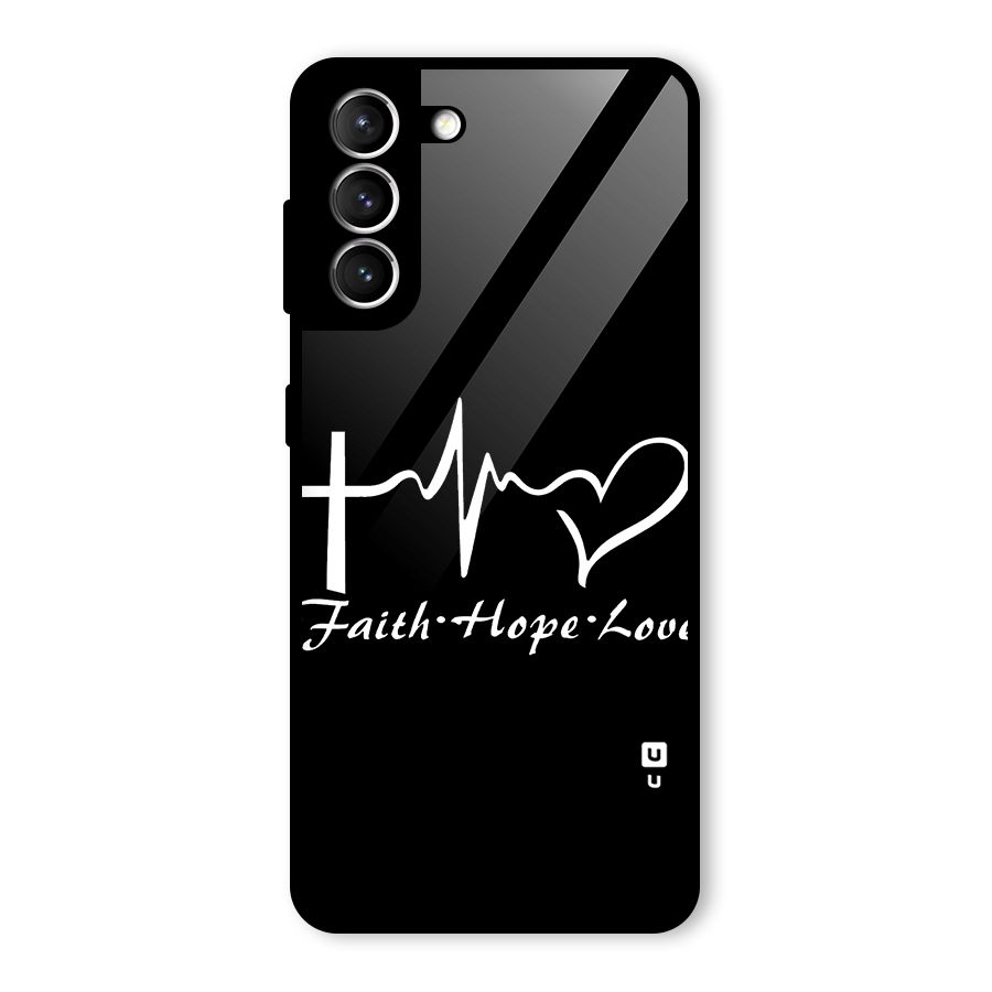 Faith Hope Love Heart Sign Glass Back Case for Galaxy S21 5G