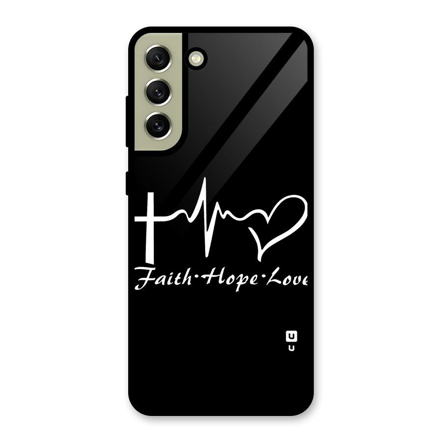 Faith Hope Love Heart Sign Glass Back Case for Galaxy S21 FE 5G