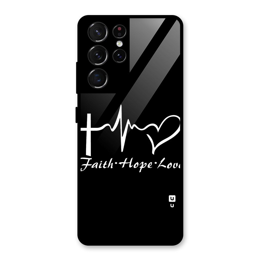 Faith Hope Love Heart Sign Glass Back Case for Galaxy S21 Ultra 5G