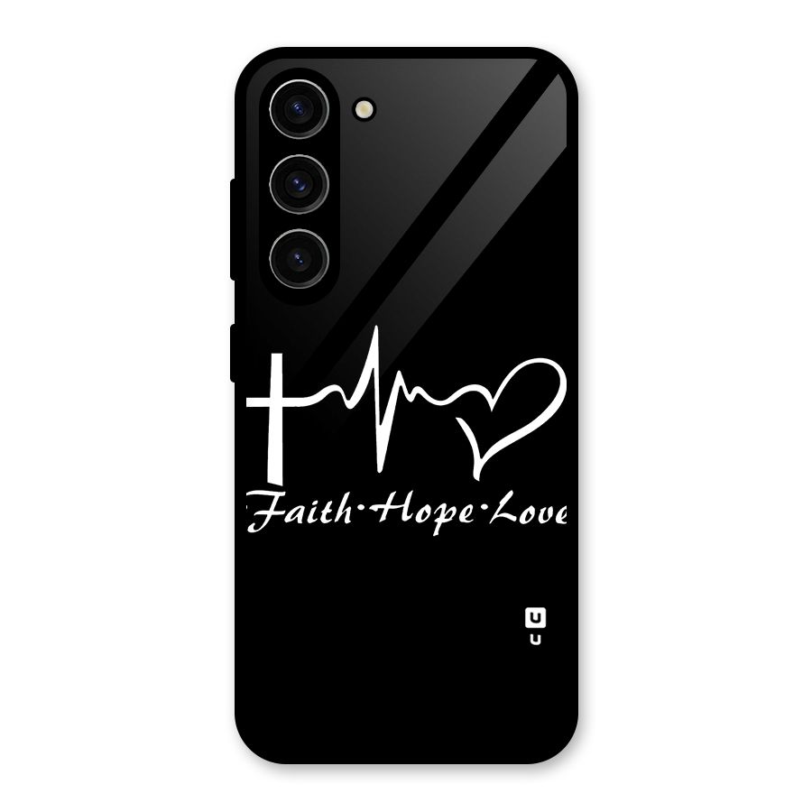 Faith Hope Love Heart Sign Glass Back Case for Galaxy S23