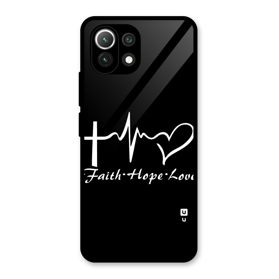 Faith Hope Love Heart Sign Glass Back Case for Mi 11 Lite NE 5G