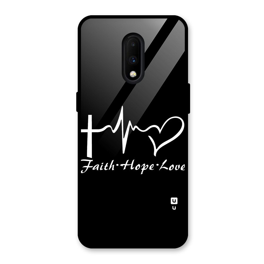 Faith Hope Love Heart Sign Glass Back Case for OnePlus 7