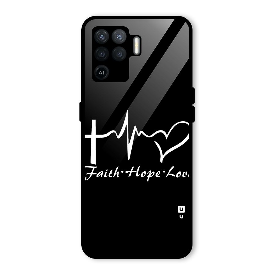 Faith Hope Love Heart Sign Glass Back Case for Oppo F19 Pro