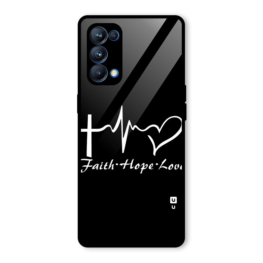 Faith Hope Love Heart Sign Glass Back Case for Oppo Reno5 Pro 5G