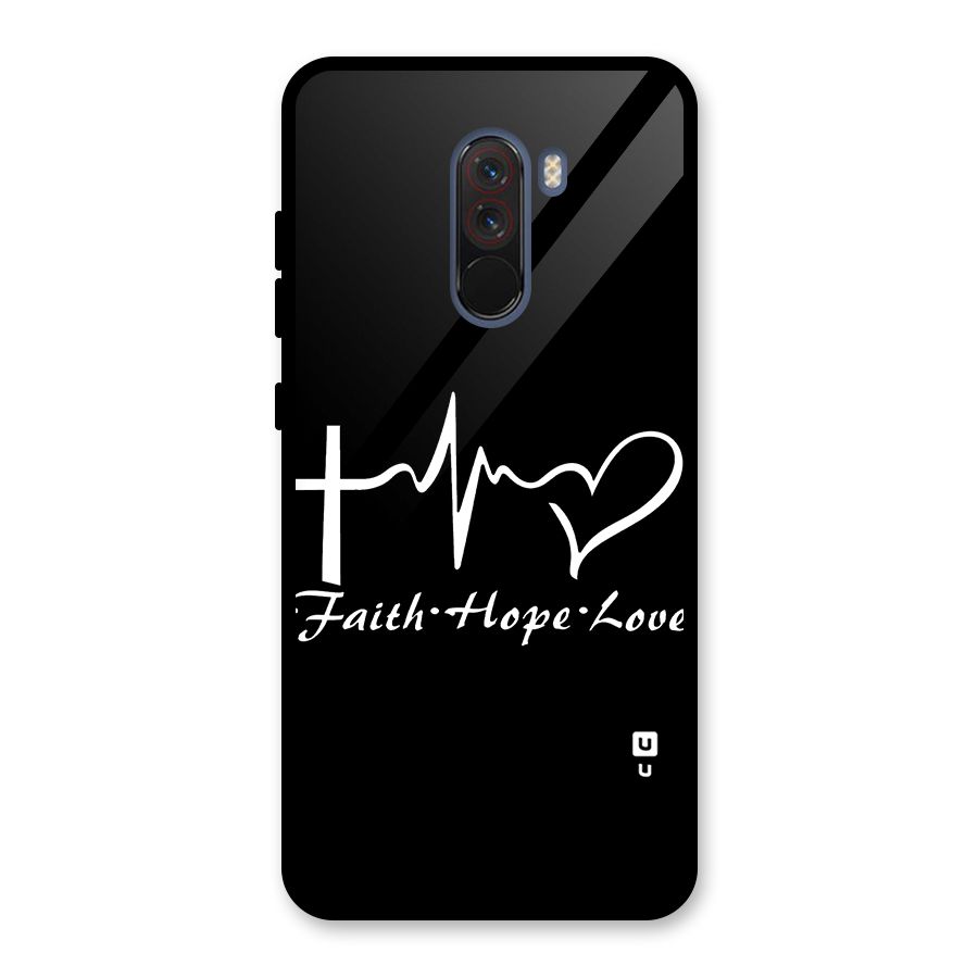 Faith Hope Love Heart Sign Glass Back Case for Poco F1
