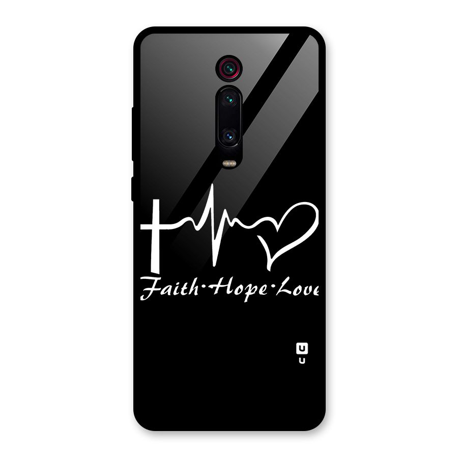 Faith Hope Love Heart Sign Glass Back Case for Redmi K20
