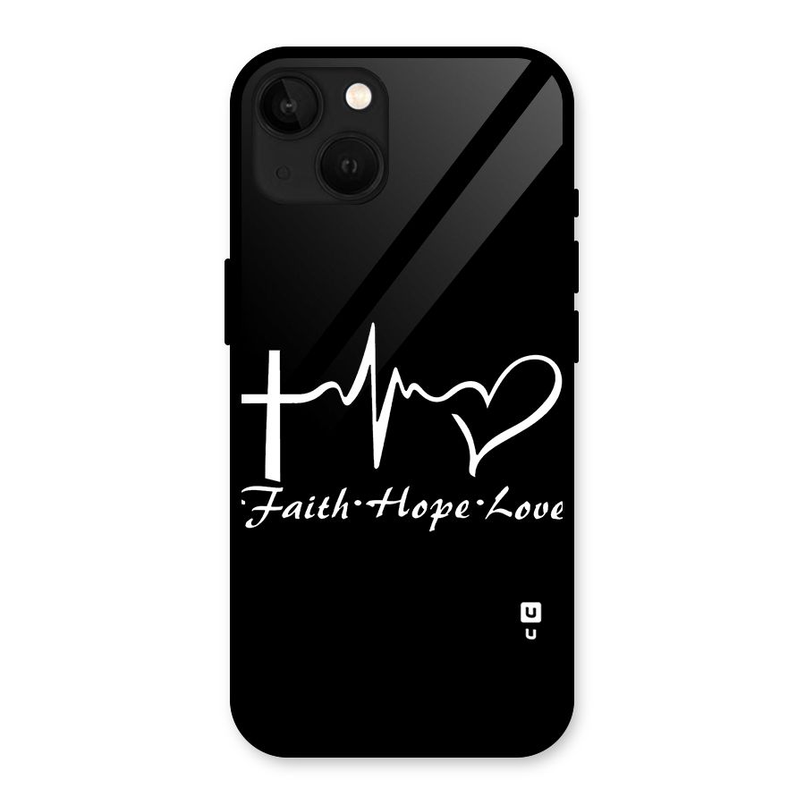 Faith Hope Love Heart Sign Glass Back Case for iPhone 13
