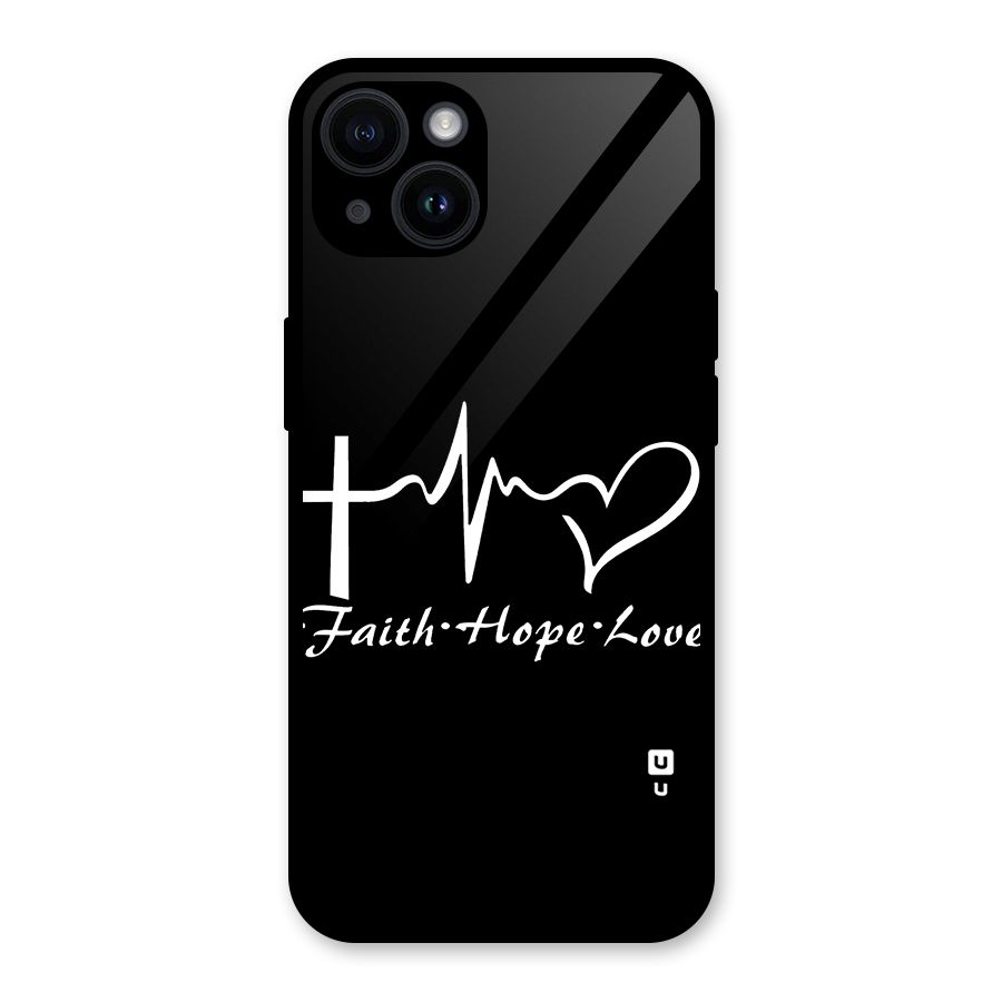 Faith Hope Love Heart Sign Glass Back Case for iPhone 14