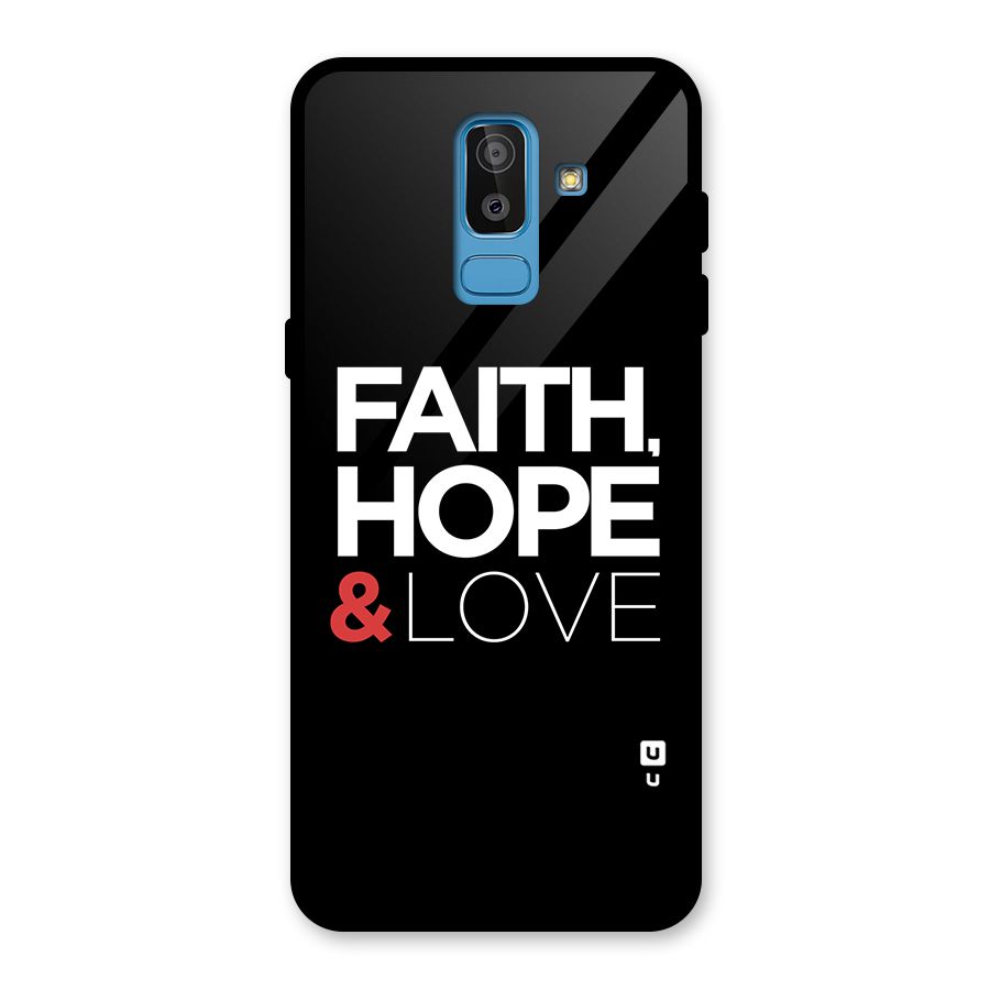 Faith Hope and Love Typography Glass Back Case for Galaxy J8