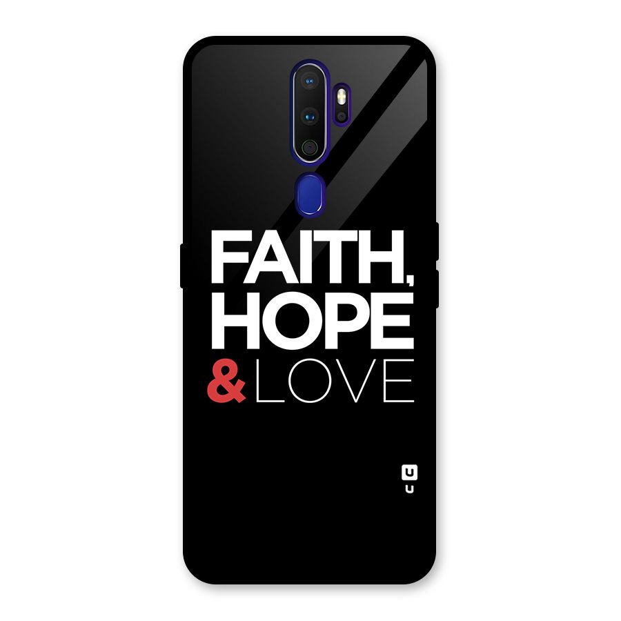Faith Hope and Love Typography Glass Back Case for Oppo A9 (2020)