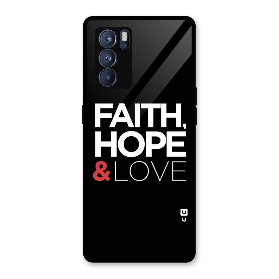 Faith Hope and Love Typography Glass Back Case for Oppo Reno6 Pro 5G