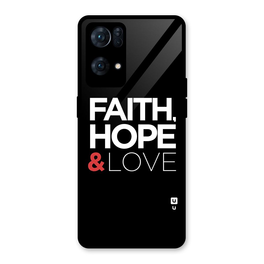 Faith Hope and Love Typography Glass Back Case for Oppo Reno7 Pro 5G