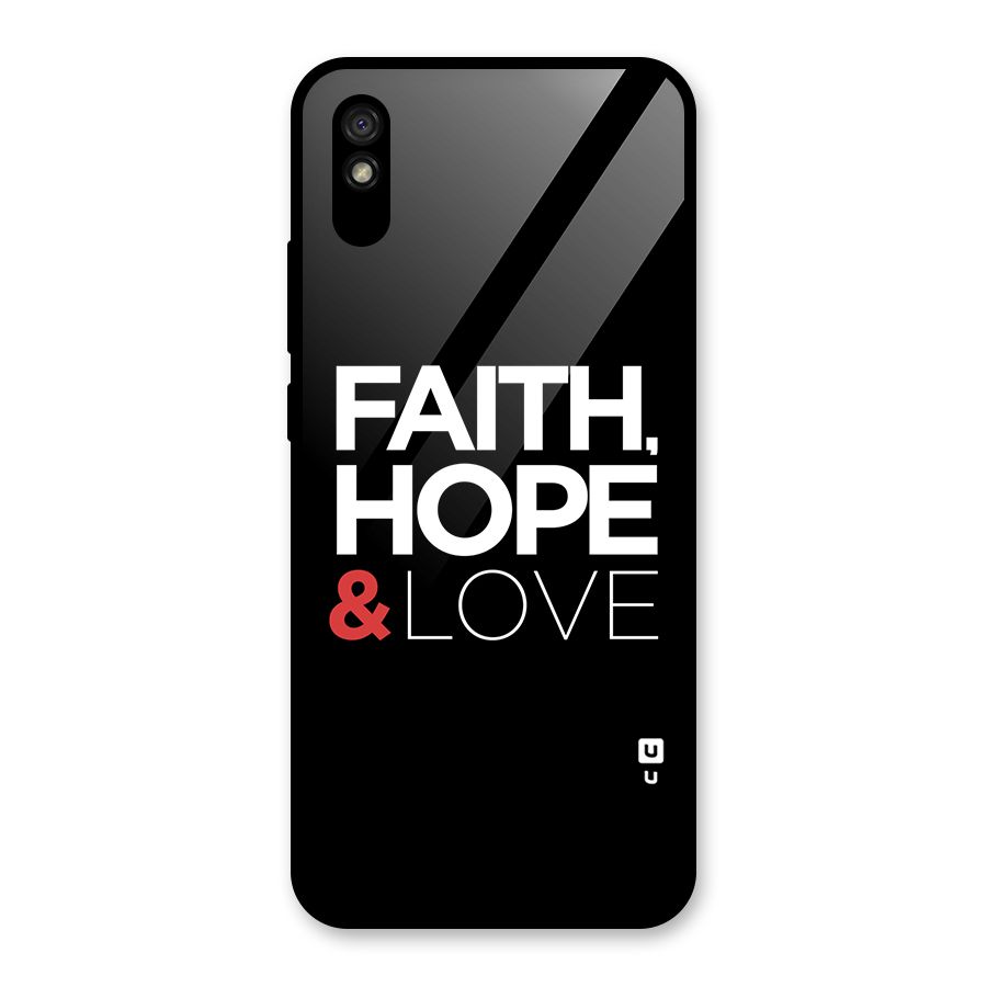 Faith Hope and Love Typography Glass Back Case for Redmi 9A