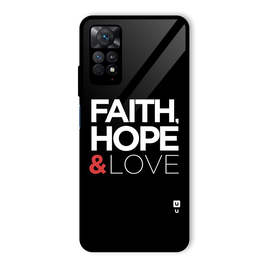 Faith Hope and Love Typography Glass Back Case for Redmi Note 11 Pro Plus 5G