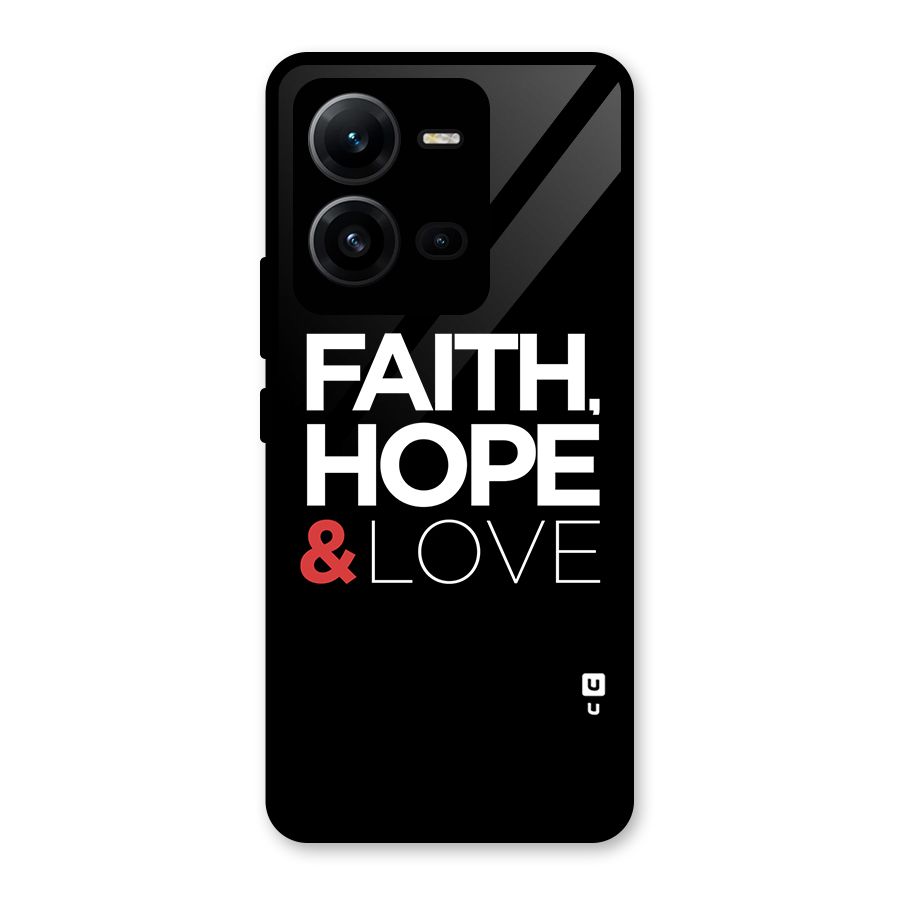 Faith Hope and Love Typography Glass Back Case for Vivo V25