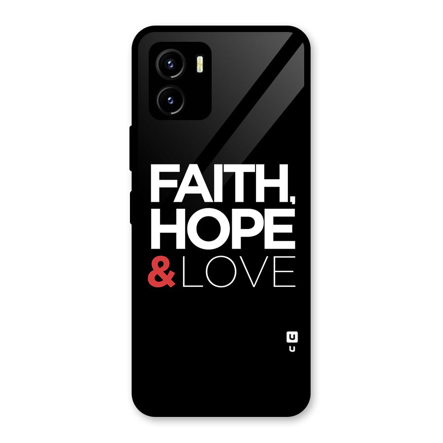 Faith Hope and Love Typography Glass Back Case for Vivo Y15s