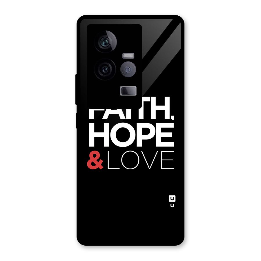 Faith Hope and Love Typography Glass Back Case for Vivo iQOO 11 5G