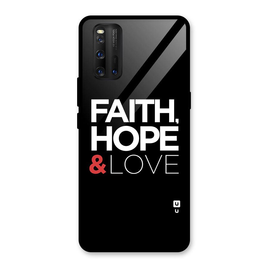 Faith Hope and Love Typography Glass Back Case for Vivo iQOO 3