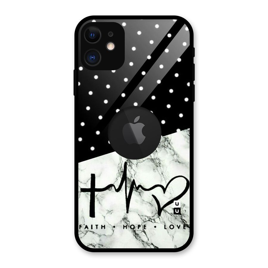 Faith Love Glass Back Case for iPhone 11 Logo Cut