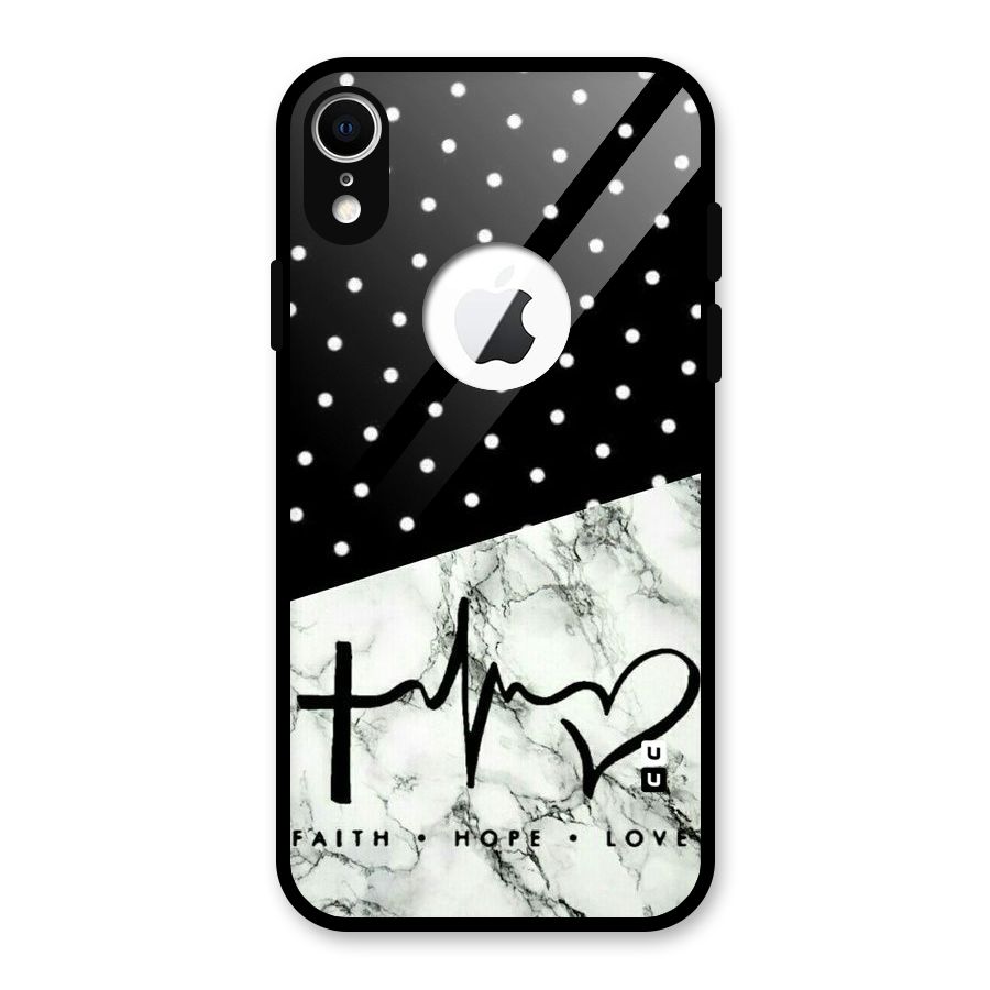 Faith Love Glass Back Case for iPhone XR Logo Cut