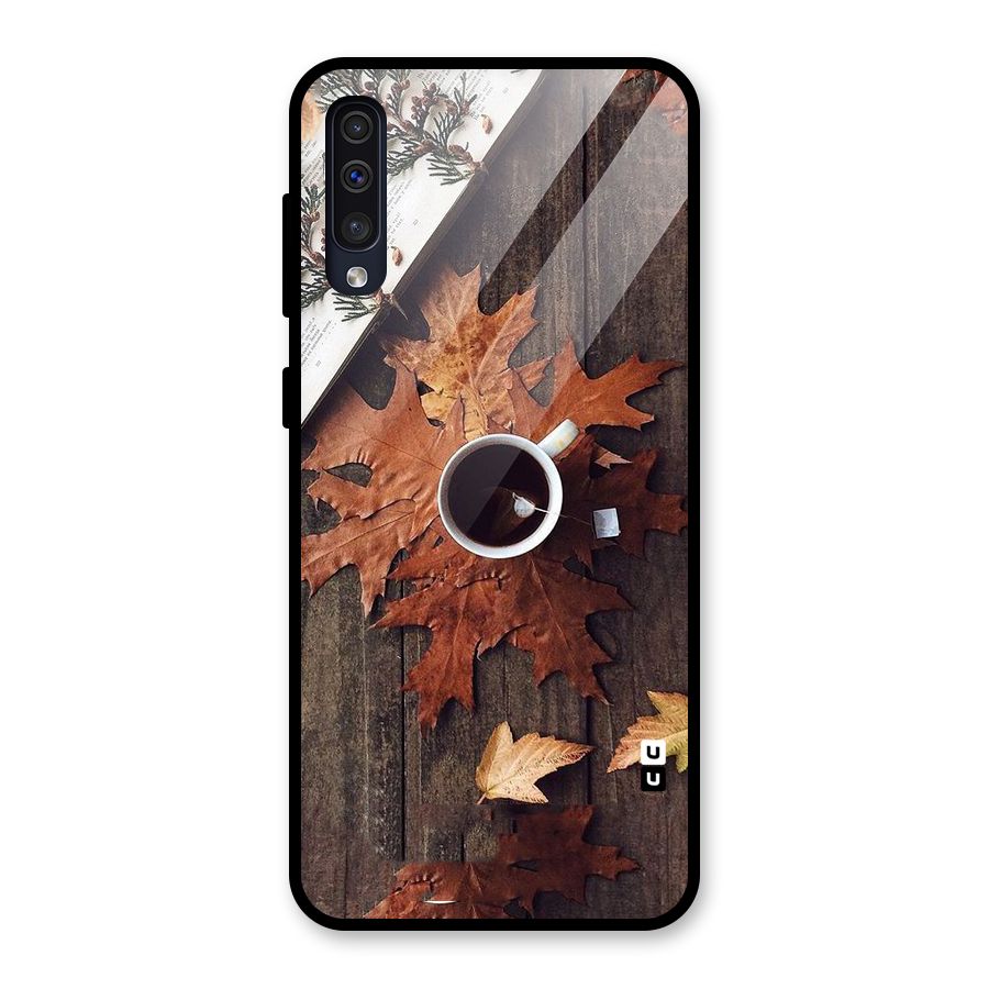Fall Leaf Coffee Glass Back Case for Galaxy A50