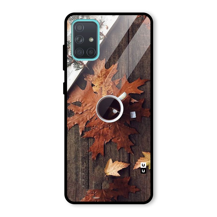 Fall Leaf Coffee Glass Back Case for Galaxy A71