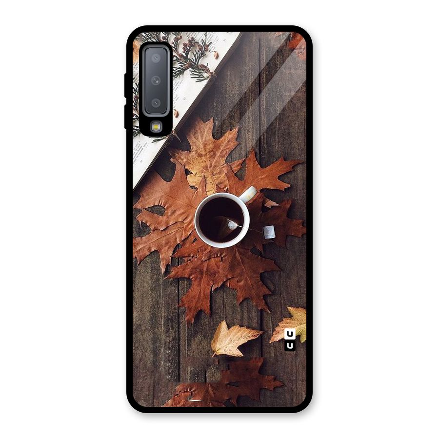 Fall Leaf Coffee Glass Back Case for Galaxy A7 (2018)