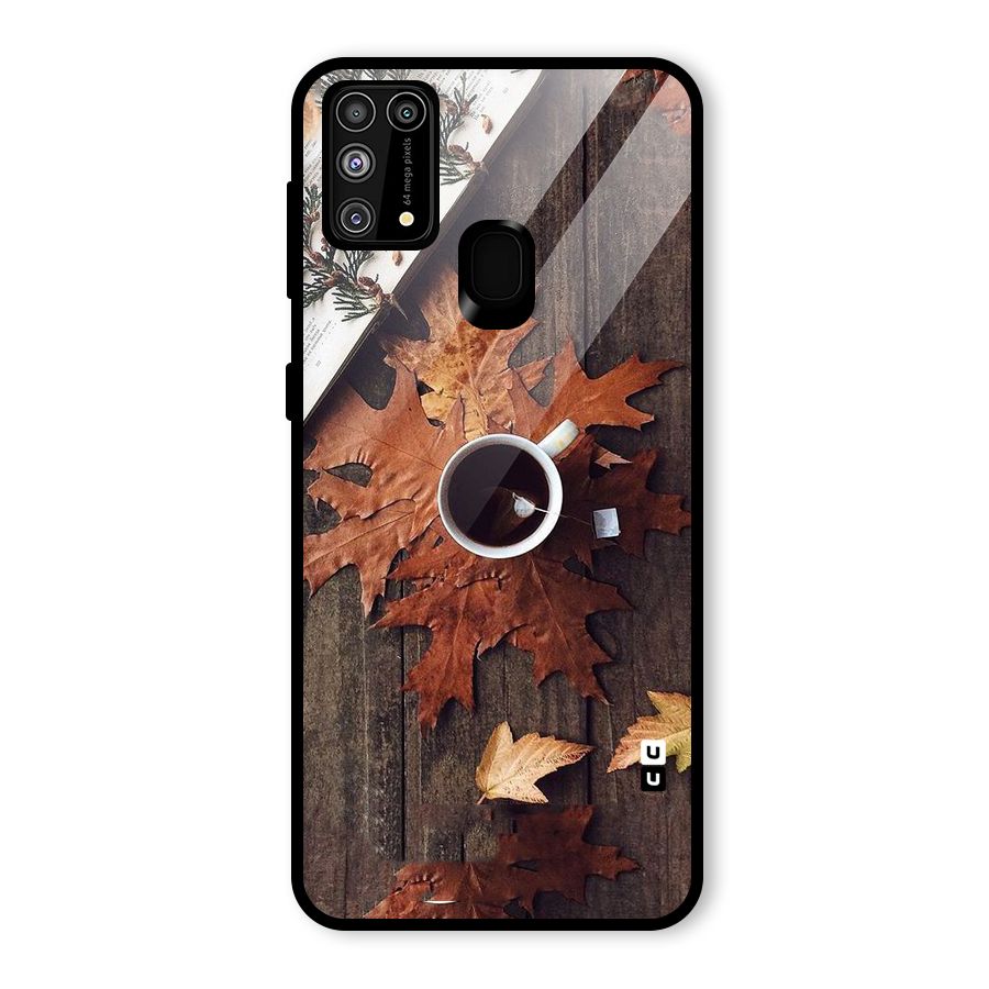 Fall Leaf Coffee Glass Back Case for Galaxy F41