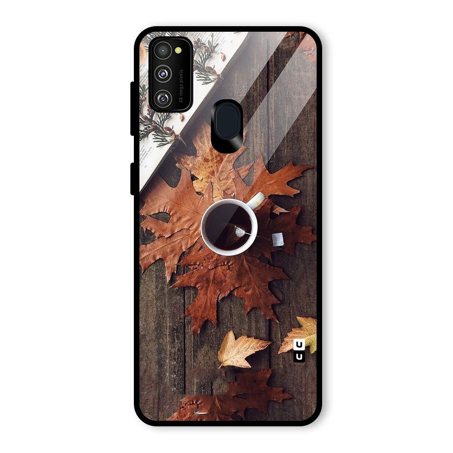 Fall Leaf Coffee Glass Back Case for Galaxy M30s